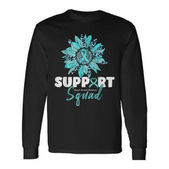 Support Squad Sexual Assault Awareness Month Teal Ribbon Long Sleeve T-Shirt | Mazezy