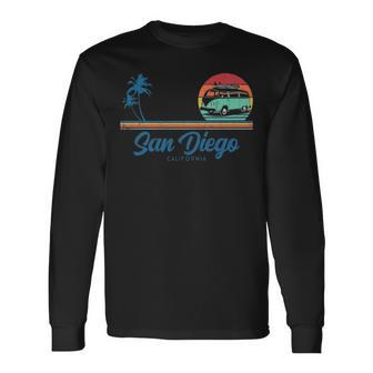 Surf California San Diego Retro Surfer Long Sleeve T-Shirt | Mazezy