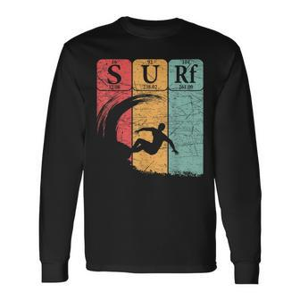 Surf Periodic Table Elements Wave Surfing Vintage Long Sleeve T-Shirt - Monsterry DE
