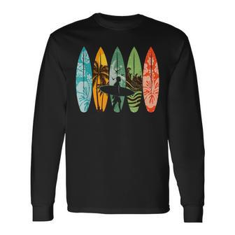Surfboarder Hawaii Wave Surfing Surfboard Lover Beach Surfer Long Sleeve T-Shirt - Monsterry