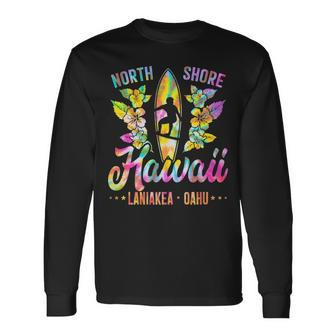 Surfer Tie Dye Hawaii North Shore Oahu Hawaiian Long Sleeve T-Shirt | Mazezy