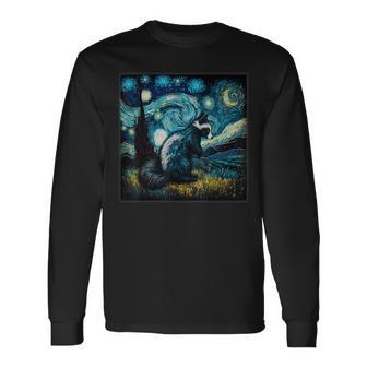 Surrealism Starry Night Skunk Long Sleeve T-Shirt - Monsterry