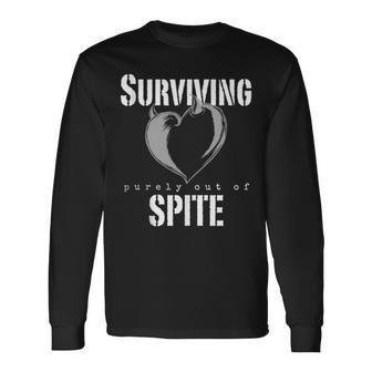 Surviving Purely Out Of Spite Heart With Devil Horns Long Sleeve T-Shirt - Monsterry AU