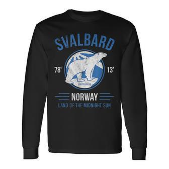Svalbard Polar Bear T Norway Northern Lights Long Sleeve T-Shirt - Monsterry