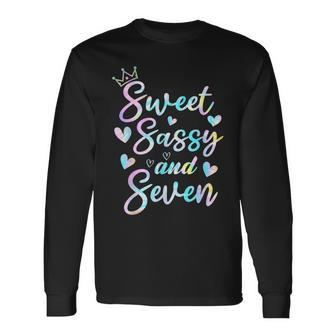 Sweet Sassy And Seven 7Th Birthday 7 Years Old Princess Girl Long Sleeve T-Shirt - Monsterry DE