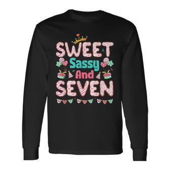 Sweet Sassy And Seven Birthday For Girls 7 Year Old Long Sleeve T-Shirt - Monsterry