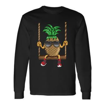 Swinging Pineapple Swing Beach Sun Swinging Fruit Fruit Long Sleeve T-Shirt - Monsterry
