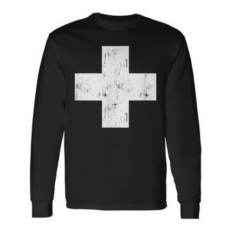 Swiss Vintage Cross Flag Switzerland Langarmshirts - Seseable