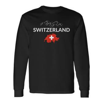 Switzerland Flag Hiking Holiday Switzerland Swiss Flag Langarmshirts - Seseable