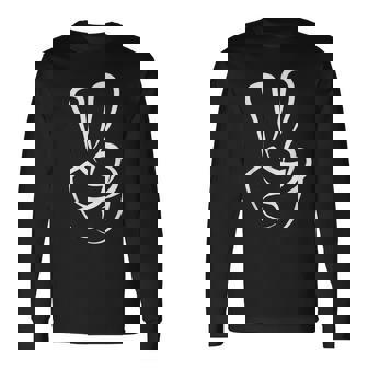 Symbole De Paix À Deux Doigts Avec Symbole De Paix Mignon T-shirt à manches longues - Cadeauxyz