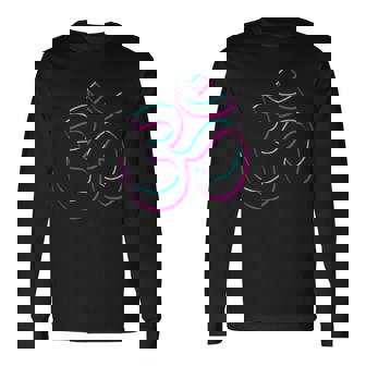 Symbole Om Bouddhiste Dans Des Couleurs Rétrointage T-shirt à manches longues - Cadeauxyz