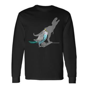 T-Rex Budgerigar Shadow Budgie Parakeet Pet Bird Lover Long Sleeve T-Shirt - Monsterry