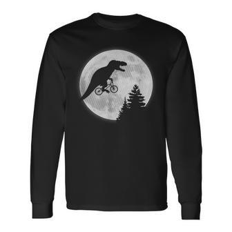 T-Rex Cycling Over The Moon Long Sleeve T-Shirt - Monsterry