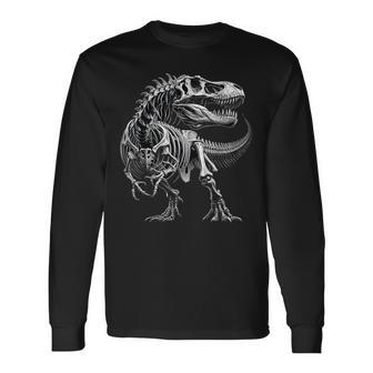 T-Rex Fossil Skeleton Dinosaur Bones Paleontologist Long Sleeve T-Shirt | Mazezy UK