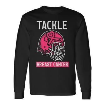 Tackle Breast Cancer Football Breast Cancer Awareness Long Sleeve T-Shirt - Thegiftio UK