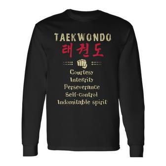 Taekwondo 5 Tenets Martial Arts WtItf Long Sleeve T-Shirt - Thegiftio UK