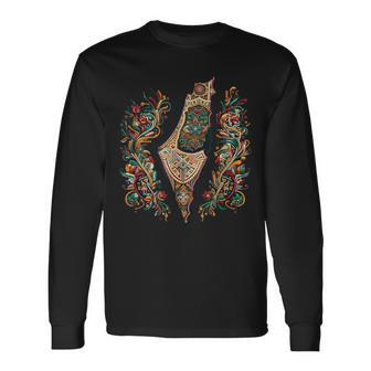 Tatreez Tapestry The Map Of Palestine Long Sleeve T-Shirt - Monsterry