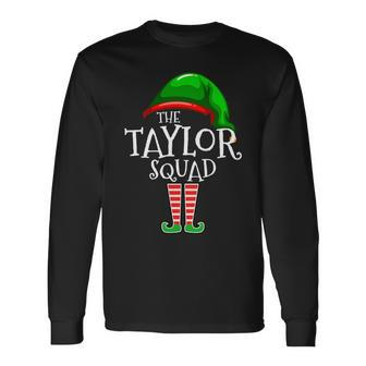 Taylor- Family Name Squad Matching Group Elf Christmas Long Sleeve T-Shirt - Seseable