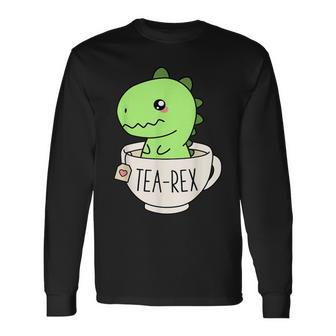Tea-Rex Cute T-Rex Dinosaur Kawaii Dino Pun Langarmshirts - Seseable