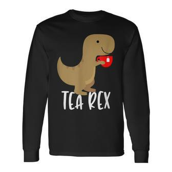 Tea Rex Cute Tyrannosaurus Dino Langarmshirts - Seseable