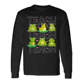 Teacher Cute Frogs Pet Animal Lover Teaching School Student Long Sleeve T-Shirt - Seseable