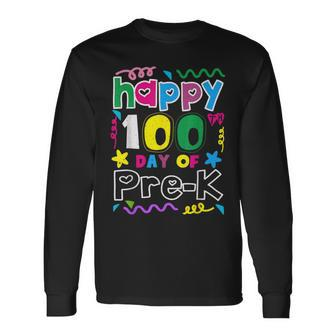Teacher Student 100Th Day Of Pre-K 100 Days Of School Long Sleeve T-Shirt - Thegiftio UK