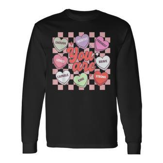 Teacher Valentines Day Candy Heart Long Sleeve T-Shirt - Seseable