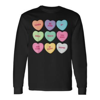 Teacher Valentine's Day Candy Heart School Women Long Sleeve T-Shirt - Seseable