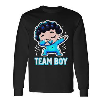 Team Boy Baby Gender Reveal Party Announcement Long Sleeve T-Shirt | Mazezy