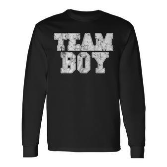 Team Boy Blue Gender Reveal Baby Shower Distressed Long Sleeve T-Shirt - Monsterry CA