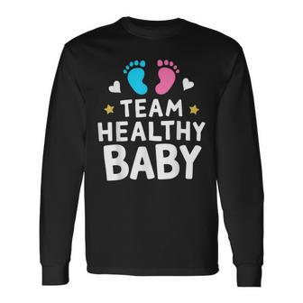Team Healthy Baby Gender Reveal Party Announcement Long Sleeve T-Shirt - Seseable