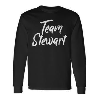 Team Stewart Last Name Of Stewart Family Brush Style Long Sleeve T-Shirt - Seseable