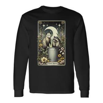 Team Trash Tarot Card Opossum Witchcraft Goth Possum Racoon Long Sleeve T-Shirt - Monsterry DE