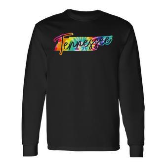 Tennessee Tie Dye State Map Pride Nashville Vintage Retro Long Sleeve T-Shirt - Monsterry