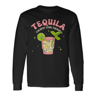 Tequila Cheaper Than A Therapy Drinking Mexican Cinco Women Long Sleeve T-Shirt | Mazezy