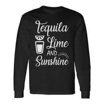Tequila Lime Sunshine Margarita Vacation Drinking Party Long Sleeve T-Shirt - Monsterry