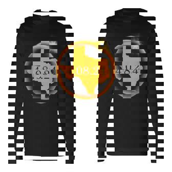 Texas April 8 Total Solar Eclipse 2024 Usa Map Totality Long Sleeve T-Shirt - Thegiftio