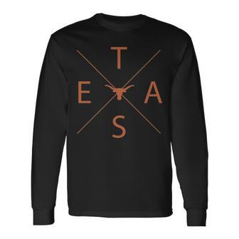 Texas Lone Star State Pride Cool Native Adult Kid Long Horn Long Sleeve T-Shirt | Mazezy