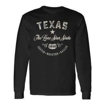 Texas The Lone Star State Vintage Long Sleeve T-Shirt - Monsterry