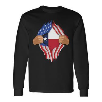 Texas Roots Inside State Flag American Proud Long Sleeve T-Shirt | Mazezy