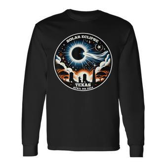 Texas Total Solar Eclipse Totality Monday April 8 2024 Long Sleeve T-Shirt - Seseable