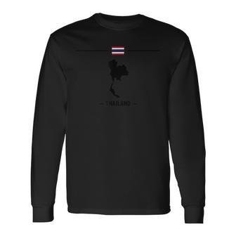 Thailändische Flagge Mit Landkarte Und Name Des Landes Thailand Langarmshirts - Geschenkecke