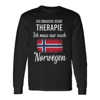 Therapie Nicht Nötig, Nur Norwegen Muss Sein Langarmshirts, Lustiges Reise-Motto - Seseable