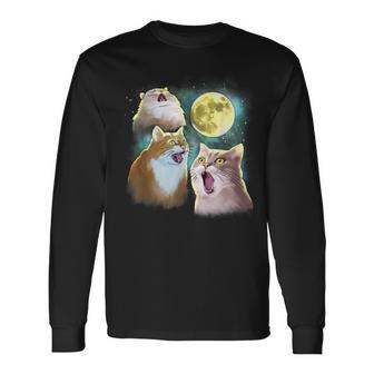 Three Cat Moon 3 Wolfs Parody Long Sleeve T-Shirt - Monsterry