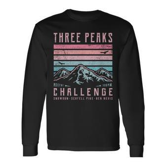 Three Peaks Challenge Retro National 3 Peak Vintage Mountain Long Sleeve T-Shirt - Monsterry CA