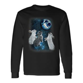 Three Rabbits Howling At The Moon Galaxy Parody Long Sleeve T-Shirt - Thegiftio UK