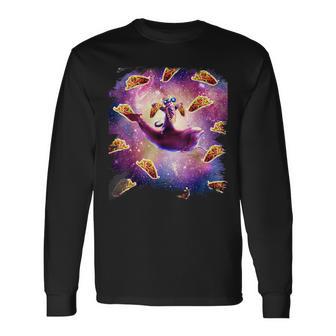 Thug Space Cat On Dolphin Unicorn Taco Long Sleeve T-Shirt - Monsterry AU