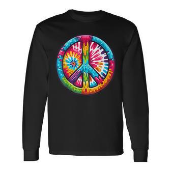 Tie-Dye Peace Sign Hippie Long Sleeve T-Shirt - Seseable