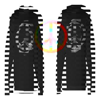 Tie Dye Peace Sign Peace Love Happiness Long Sleeve T-Shirt - Monsterry