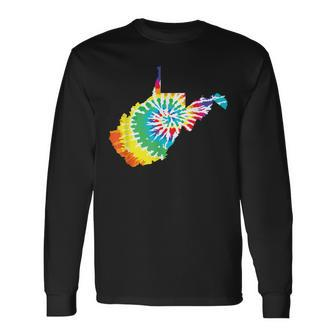 Tie Dye West Virginia Tie Dyed Print State Shape Long Sleeve T-Shirt - Monsterry AU